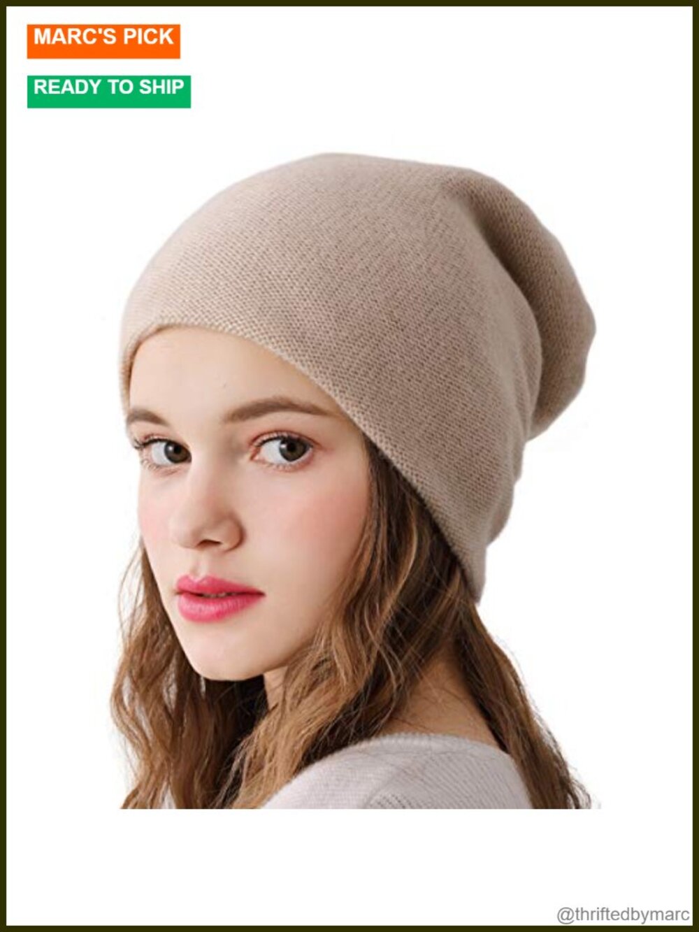 100% Cashmere Double Layered Beanie Ski Winter Hat One Size Gift Box